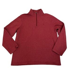 Izod Saltwater Red Quarter 1/4 Zip Sweatshirt Pullover Mock Neck Mens Size Large